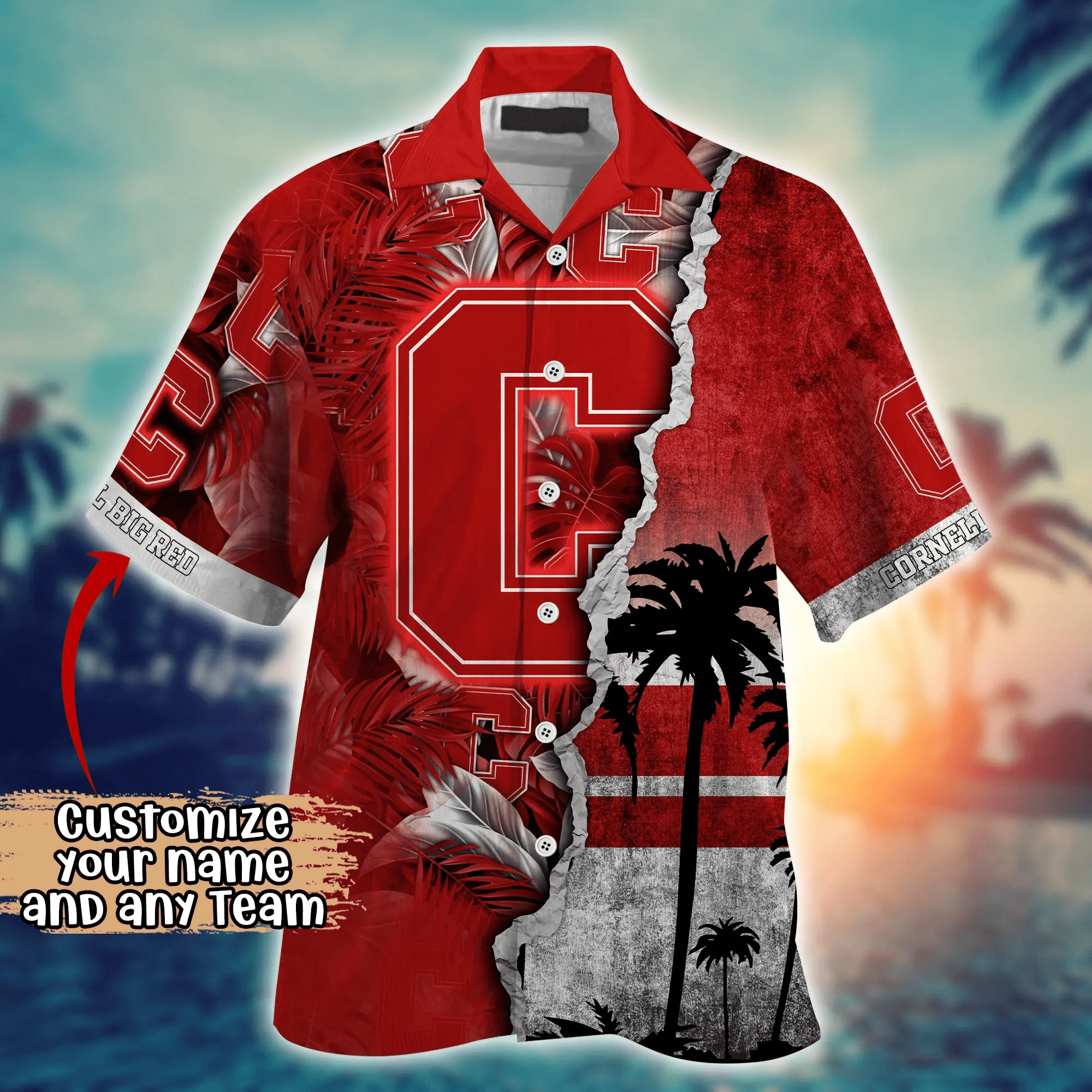 Cornell Big Red NCAA Hawaiian Shirt Custom Vacation Spots Aloha Shirt