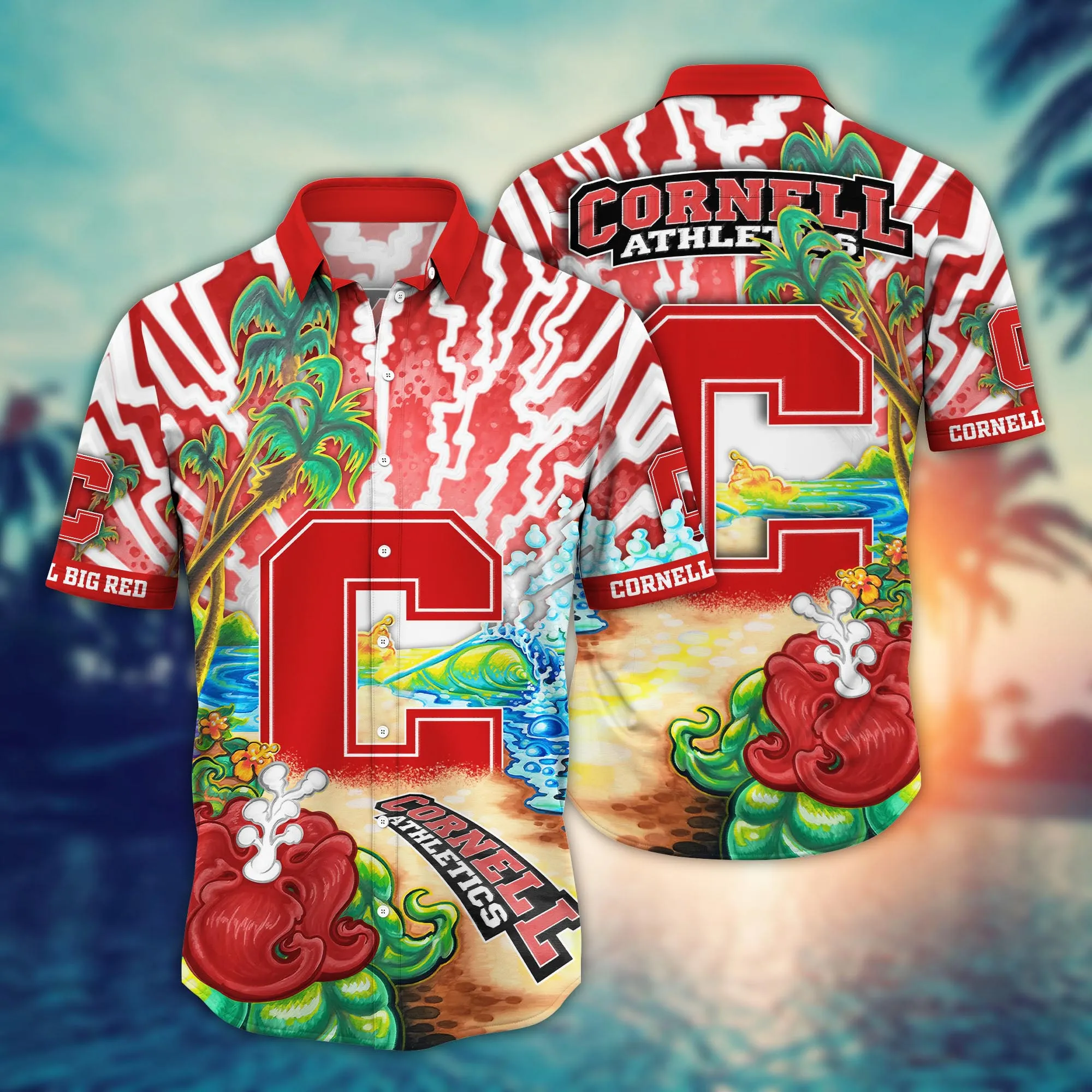 Cornell Big Red NCAA Hawaiian Shirt Julytime Aloha Shirt