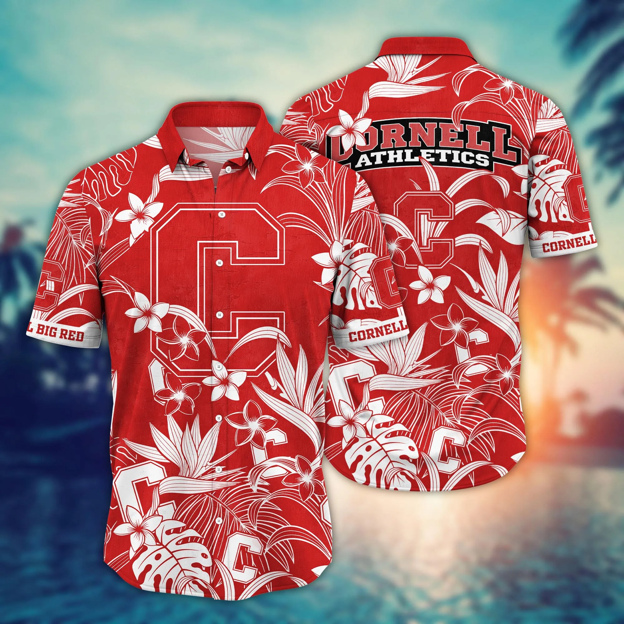 Cornell Big Red NCAA Hawaiian Shirt Picnicstime Aloha Shirt
