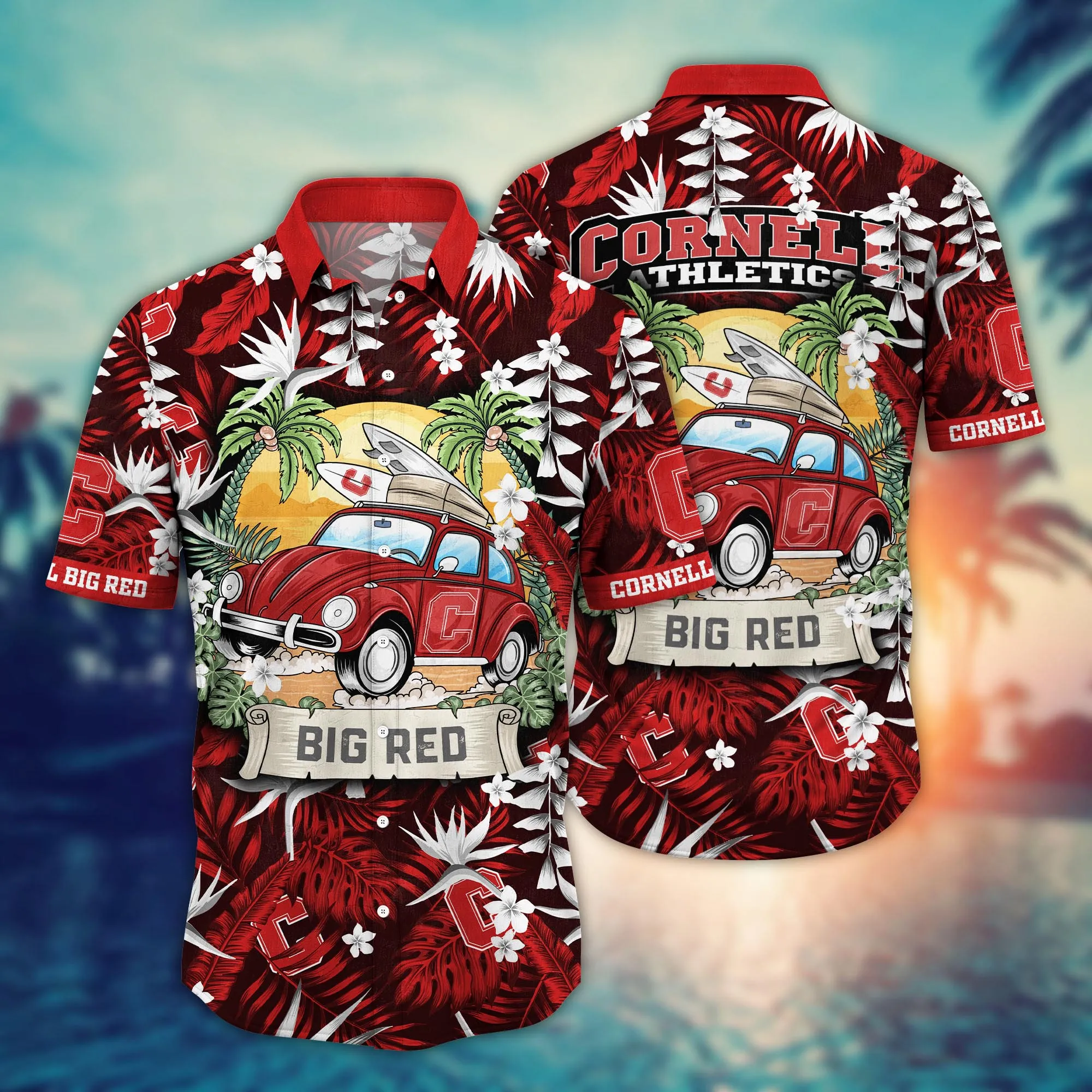 Cornell Big Red NCAA Hawaiian Shirt Sunbathetime Aloha Shirt