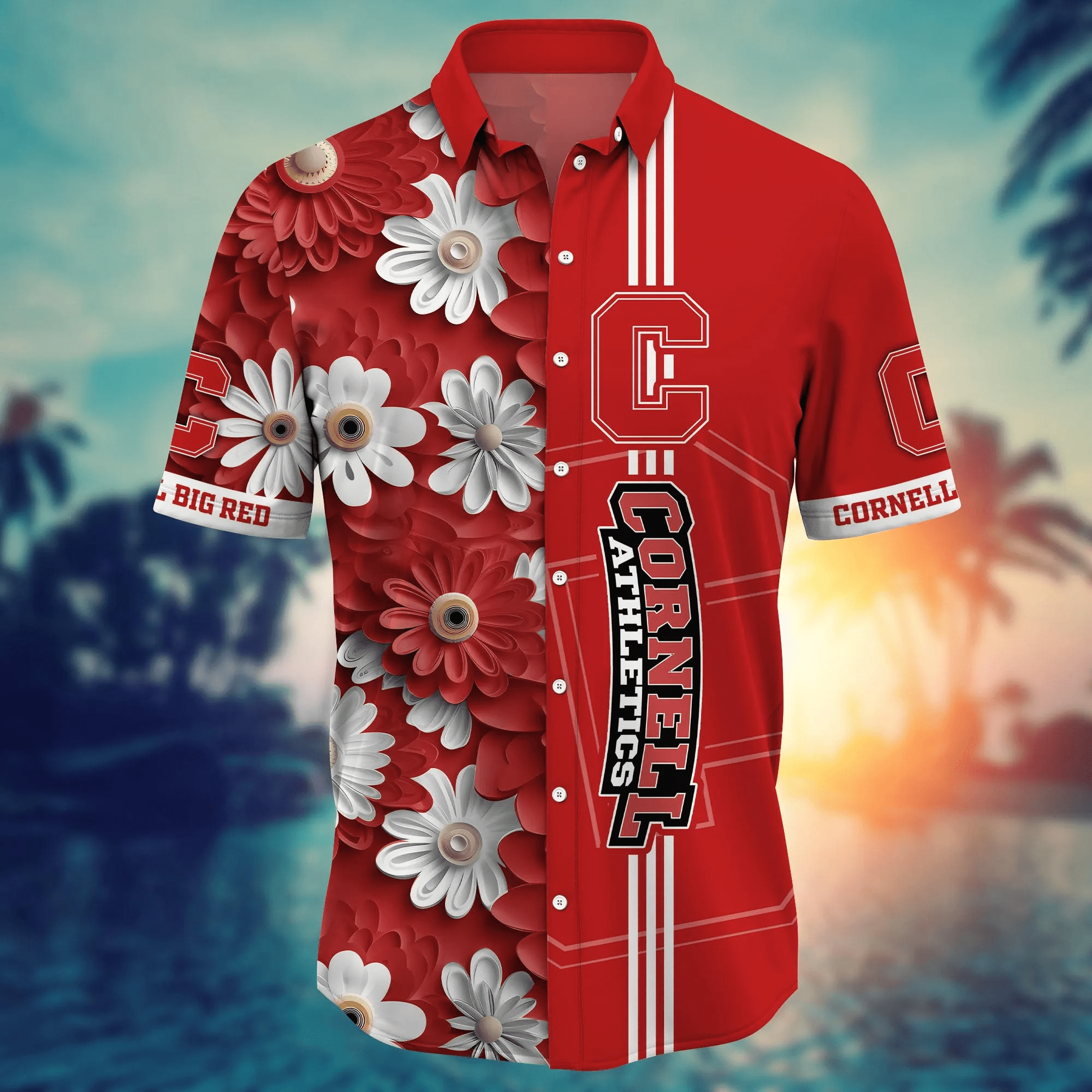 Cornell Big Red NCAA Hawaiian Shirt Tanning Aloha Shirt