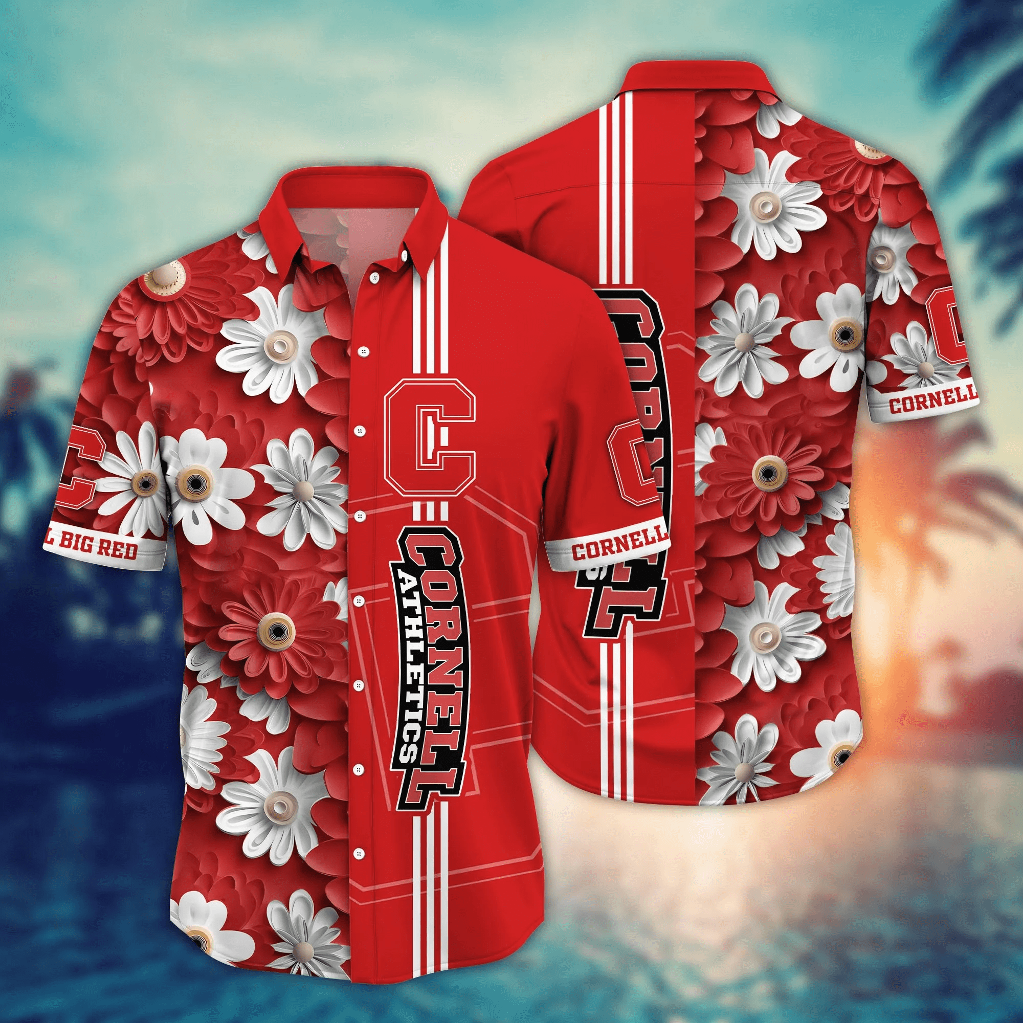Cornell Big Red NCAA Hawaiian Shirt Tanning Aloha Shirt