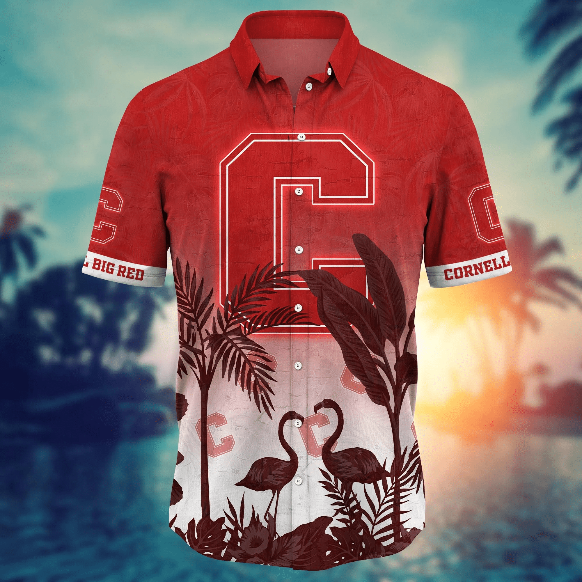 Cornell Big Red NCAA Hawaiian Shirt Water Sportstime Aloha Shirt