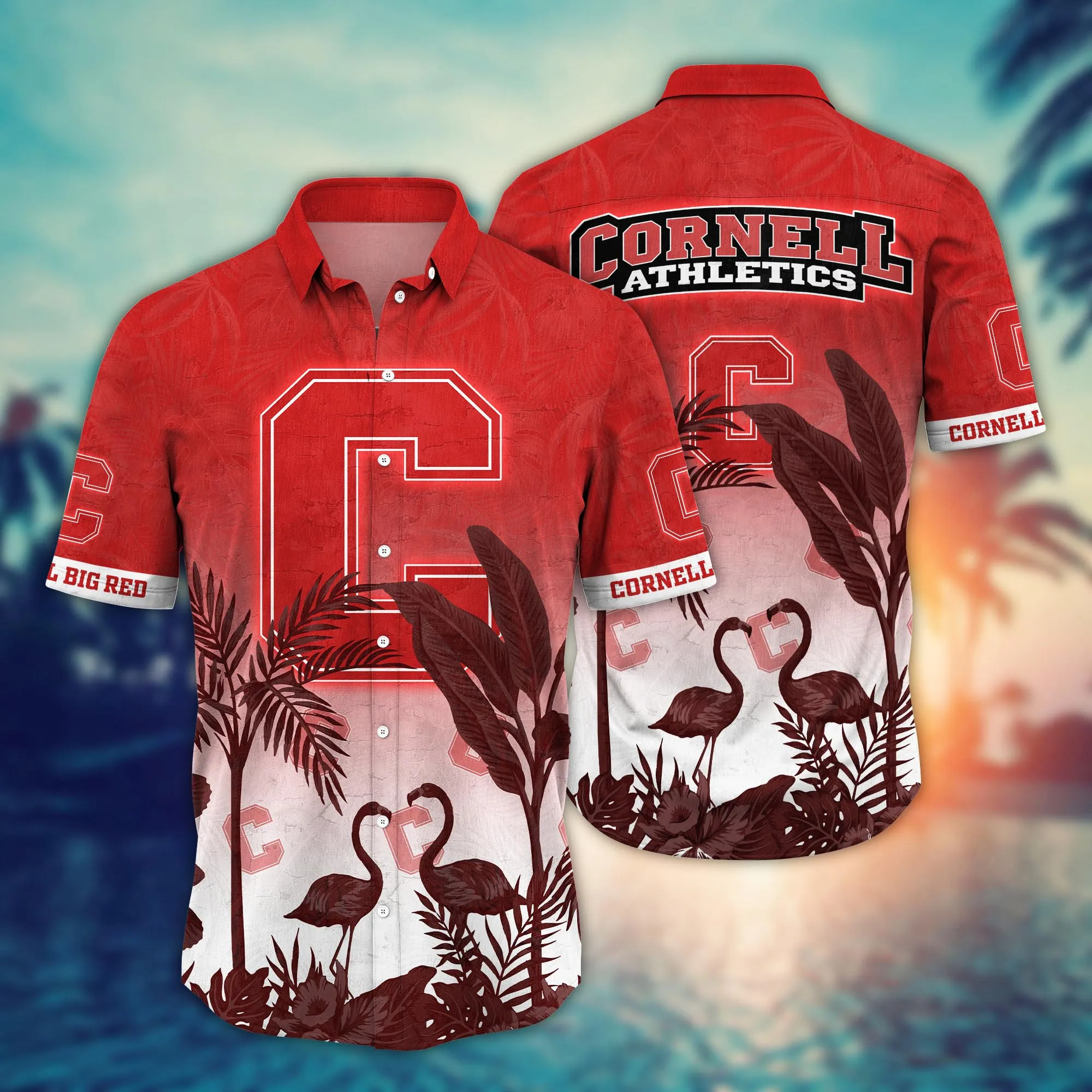 Cornell Big Red NCAA Hawaiian Shirt Water Sportstime Aloha Shirt