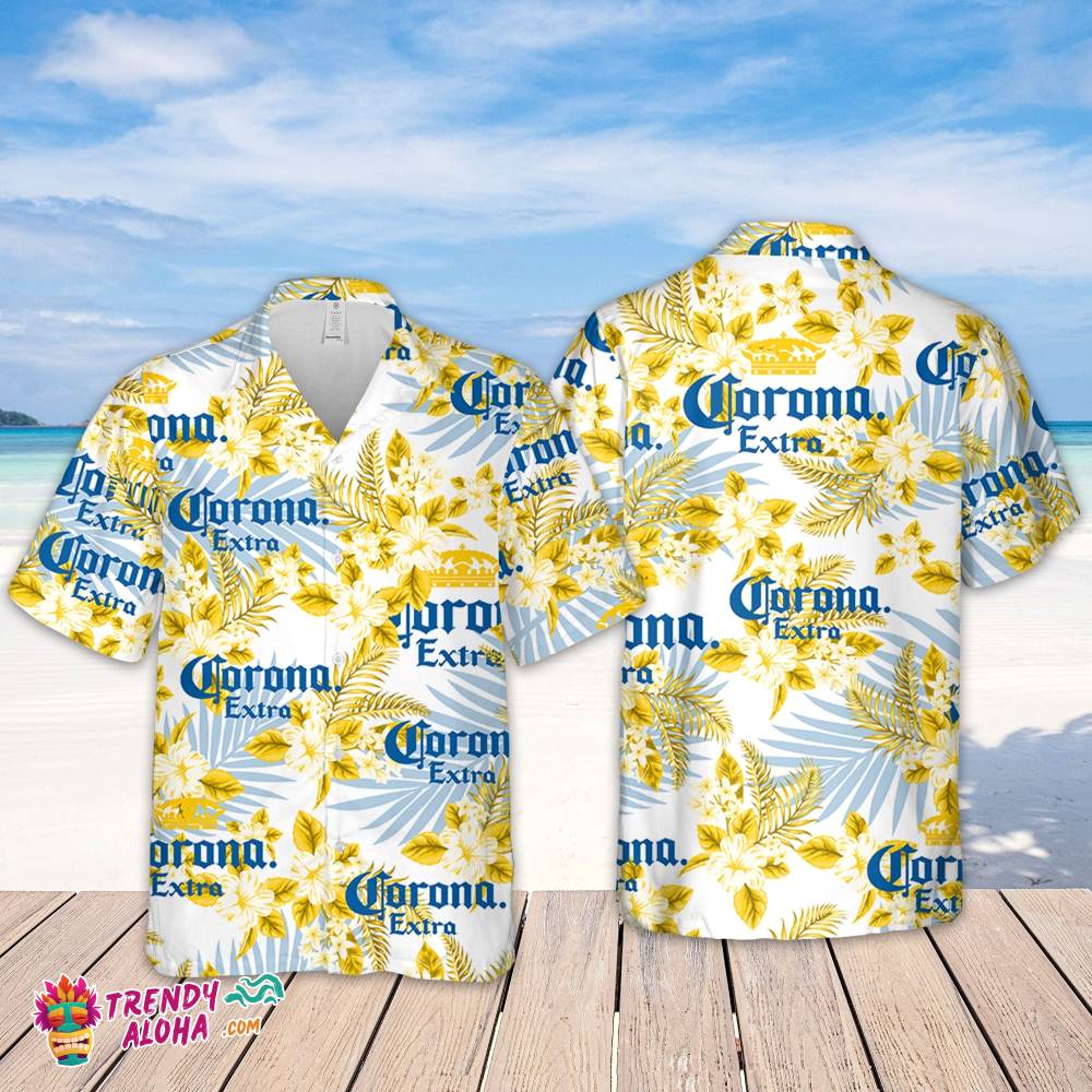 Corona Hawaiian Flowers Pattern Shirt, Hawaiian Beer Lover Shirt, Classic Flowers Beer Aloha Shirt