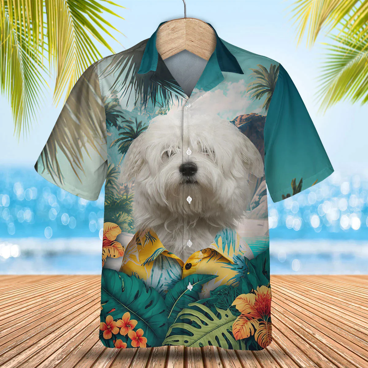 Coton De Tulear 3D Tropical Trendy Hawaiian Shirt, Dog Lover Trendy Hawaiian Shirt, Summer Trendy Hawaiian Shirt For Men And Women