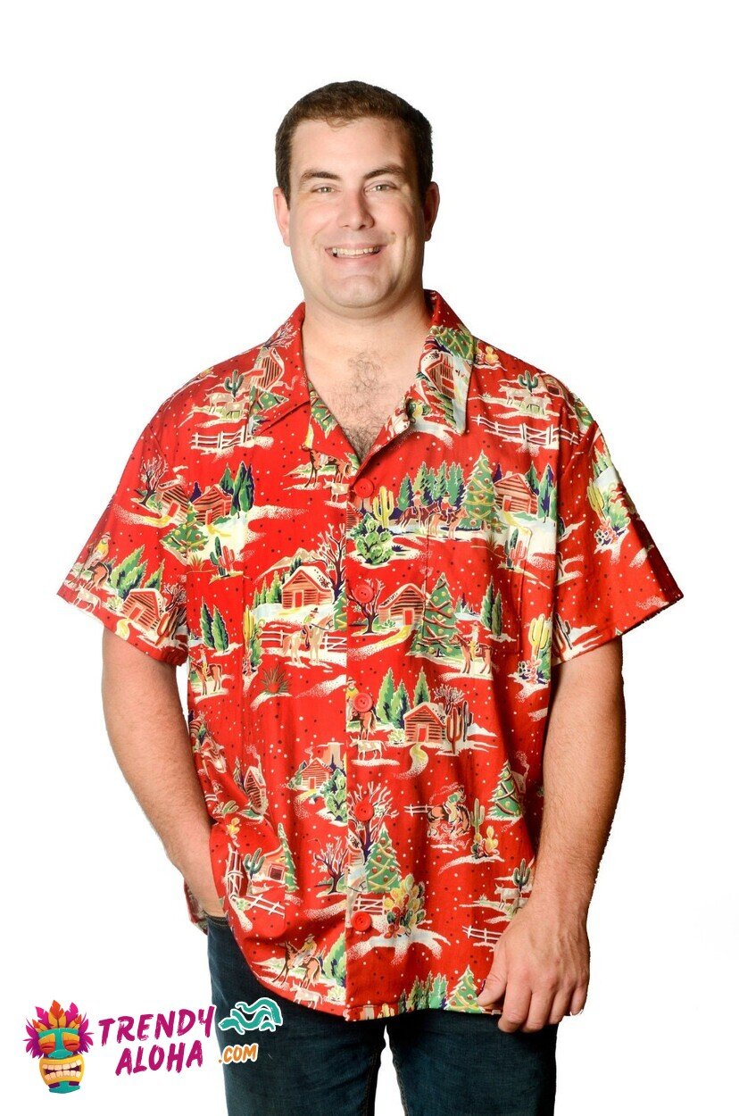 Country Christmas Scenery Festive Pattern Hawaiian Holiday Shirt