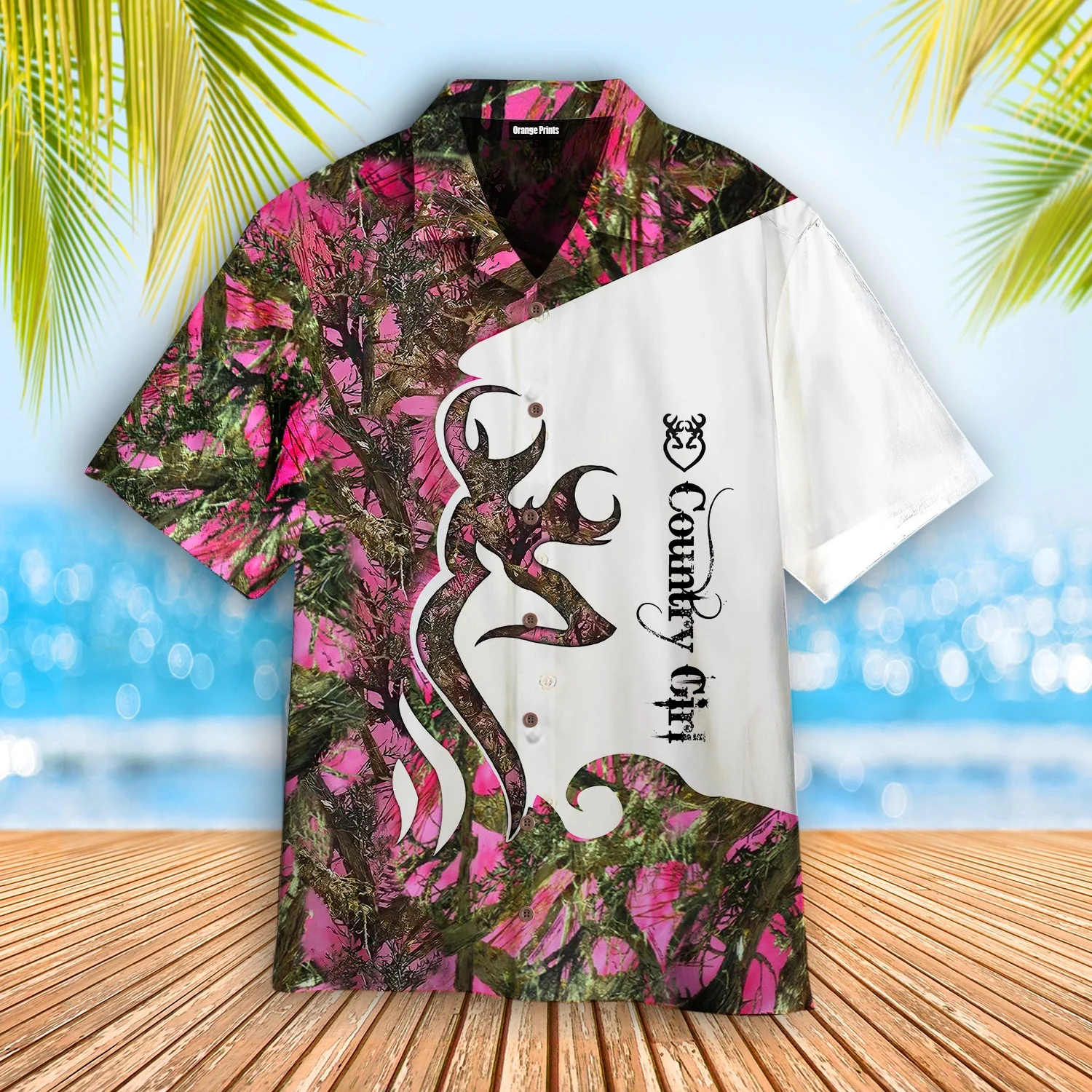 Country Girl Deer Camo Hawaiian Shirt Aloha Shirt