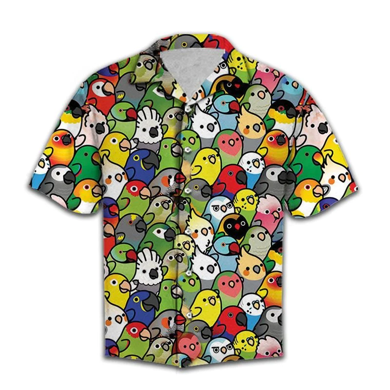 Couples Matching Friends Funny Family Parrot Trendy Hawaiian Shirt Holiday, Parrot Lover Trendy Hawaiian Shirt For