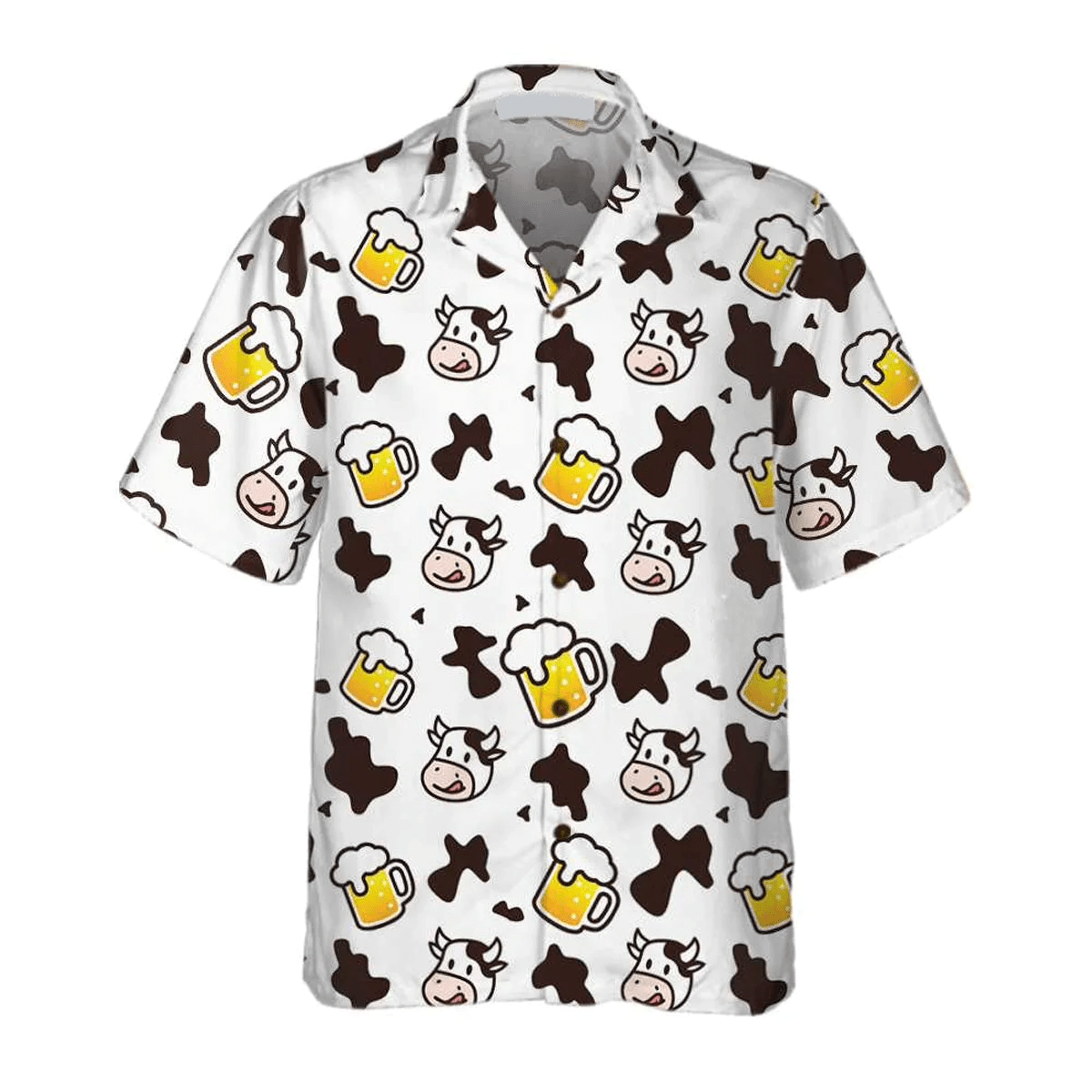 Cow And Beer Mug Seamless Pattern Cow All Printed 3D Hawaiian Shirt