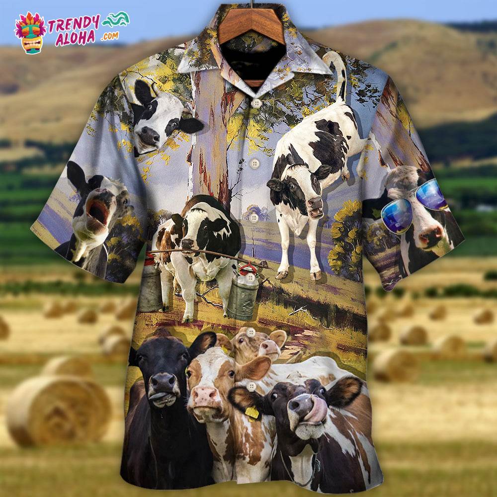 Cow Dancing In The Australian Landscape Funny Art Style Hawaiian Shirt – Trendy Aloha