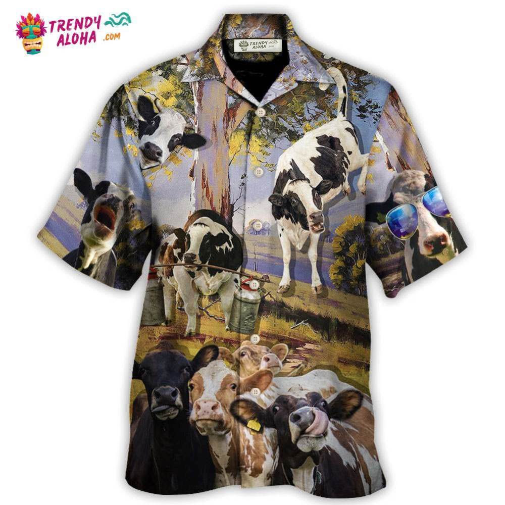Cow Dancing In The Australian Landscape Funny Art Style Hawaiian Shirt – Trendy Aloha