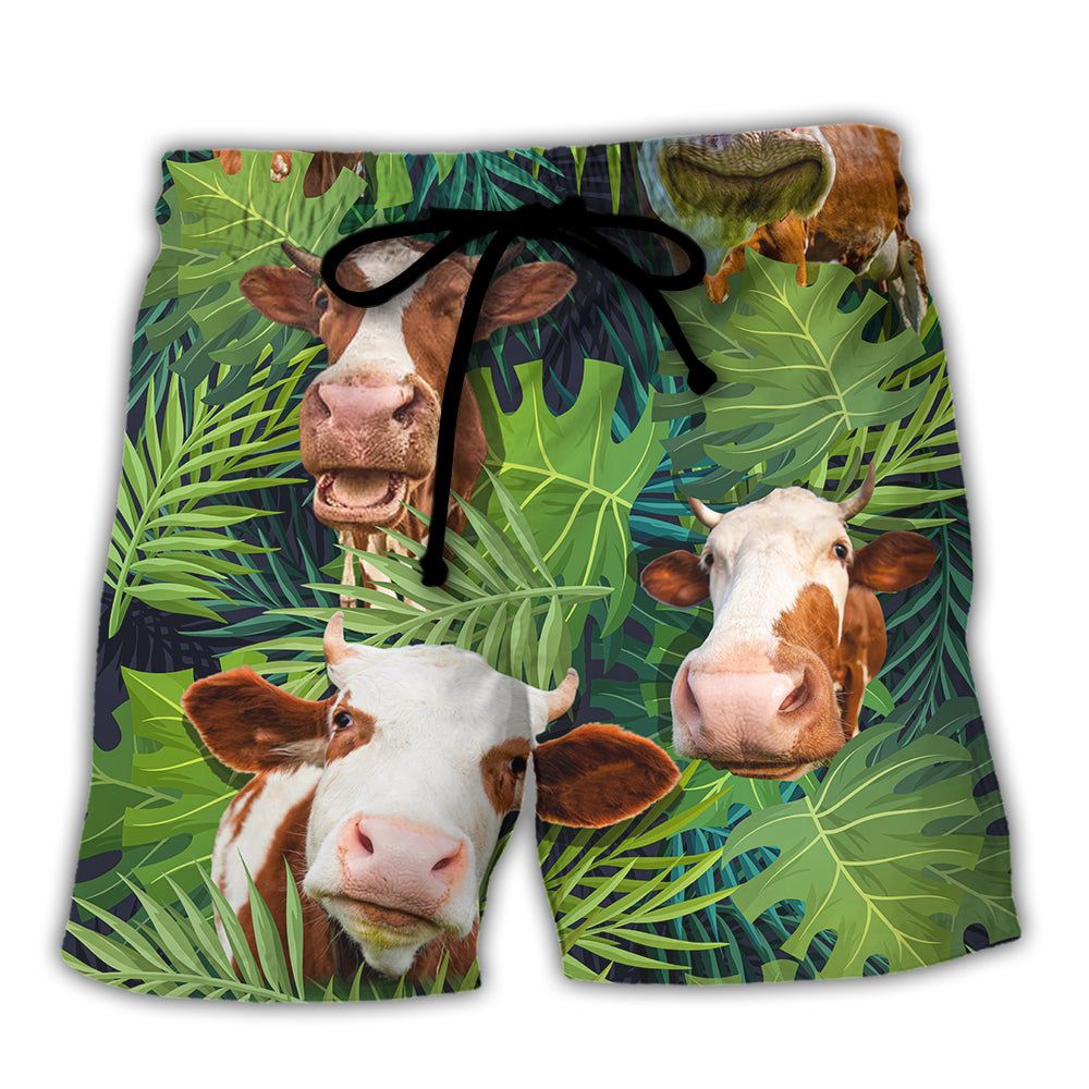 Cow Face Troll Funny Lover Cattle Tropical Style Trendy Aloha Hawaiian Beach Shorts Cow Face Troll Funny Lover Cattle Tropical Style Trendy Aloha Hawaiian Beach Shorts