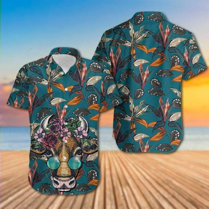 Cow Floral Tropical Trendy Hawaiian Shirt For Men & Women Cow Floral Tropical Trendy Hawaiian Shirt For Men & Women