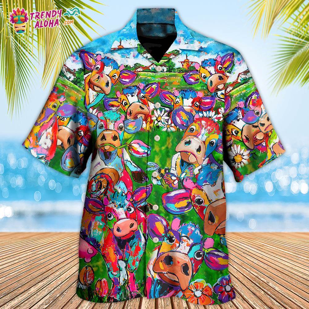 Cow Flower Funny In Farm Hawaiian Shirt – Trendy Aloha