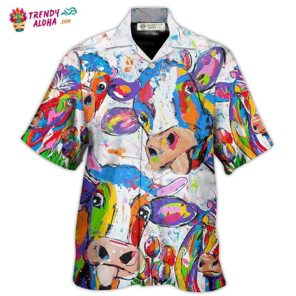 Cow Funny Amazing Colorful Hawaiian Shirt – Trendy Aloha Cow Funny Amazing Colorful Hawaiian Shirt – Trendy Aloha