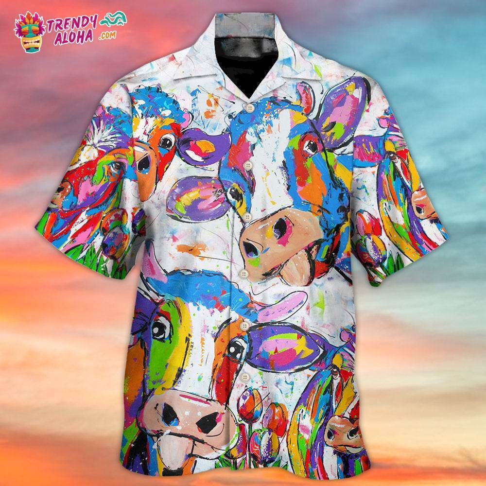 Cow Funny Amazing Colorful Hawaiian Shirt – Trendy Aloha