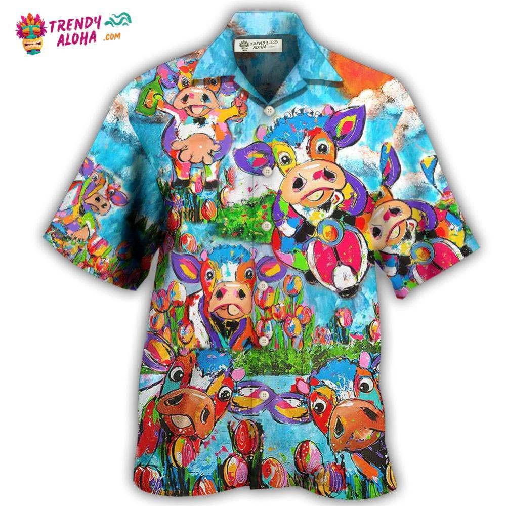 Cow Happy Love Funny Animals Hawaiian Shirt – Trendy Aloha Cow Happy Love Funny Animals Hawaiian Shirt – Trendy Aloha