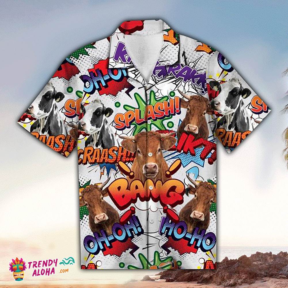 Cow Hawaiian Shirt Cow Pop Art Hawaiian Aloha Beach Shirt