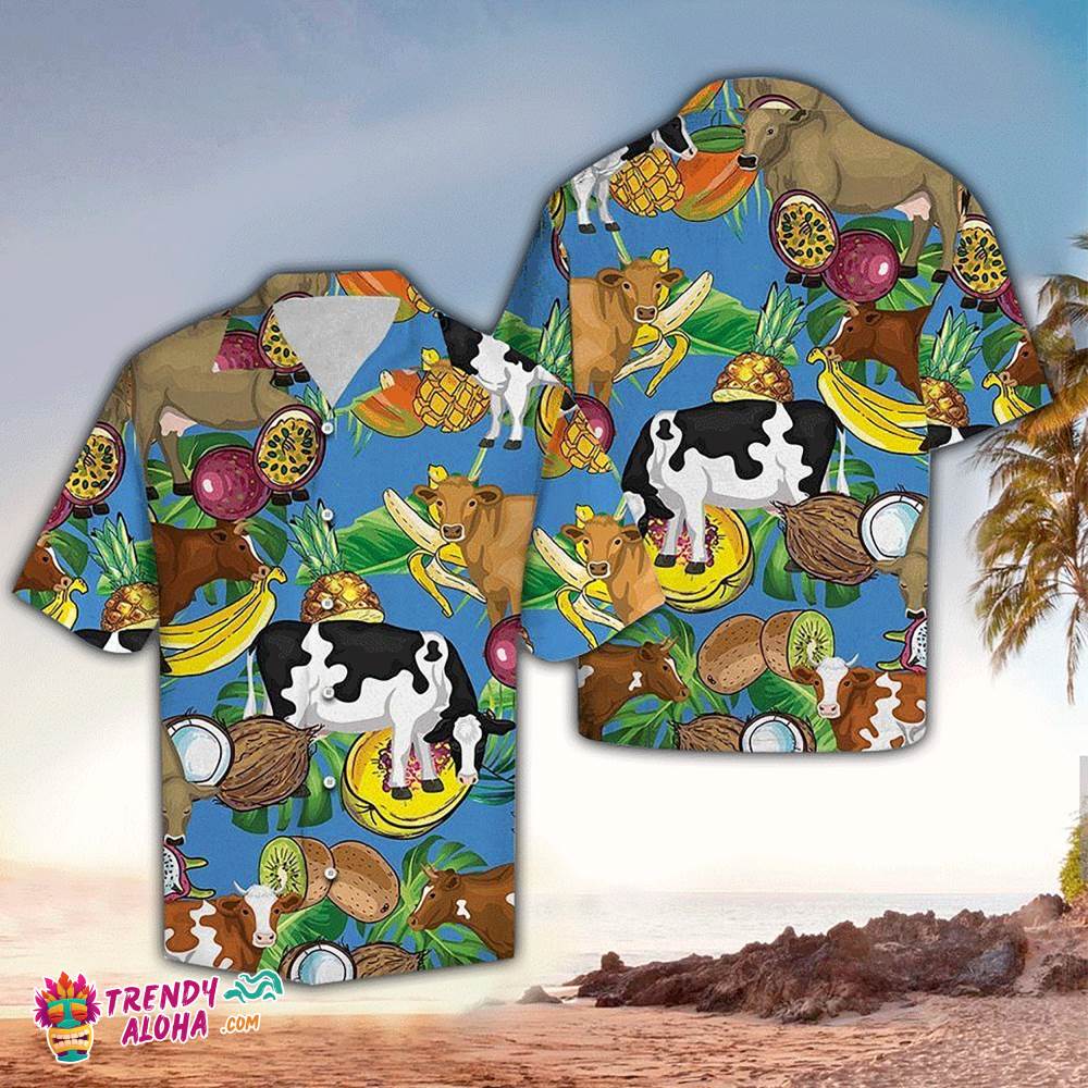Cow Hawaiian Shirt Cow Tropical Fruits, Aloha Hawaiian Shirts