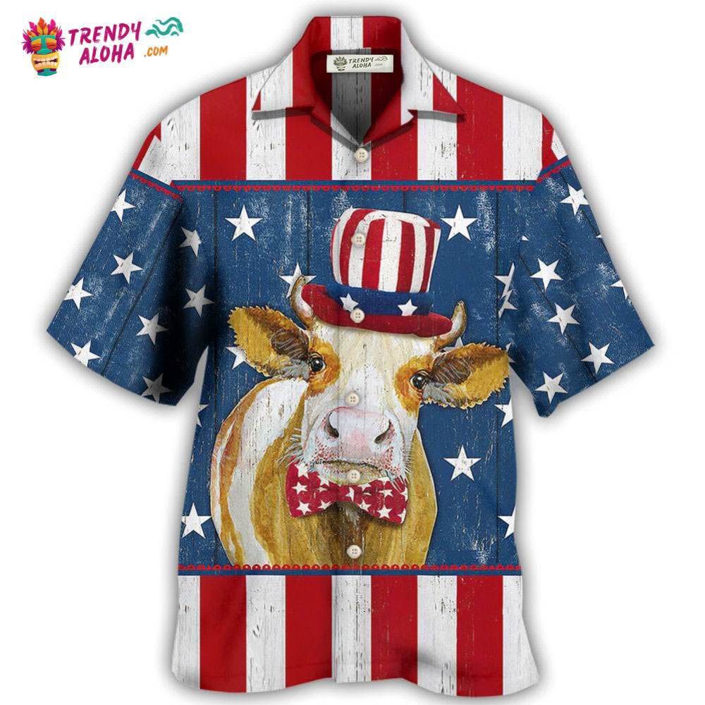 Cow Independence Day Funny Hawaiian Shirt – Trendy Aloha Cow Independence Day Funny Hawaiian Shirt – Trendy Aloha