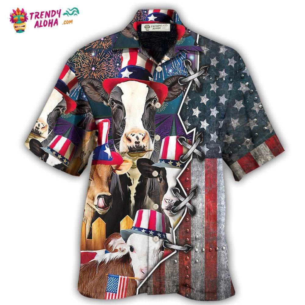 Cow Independence Day Hawaiian Shirt – Trendy Aloha Cow Independence Day Hawaiian Shirt – Trendy Aloha