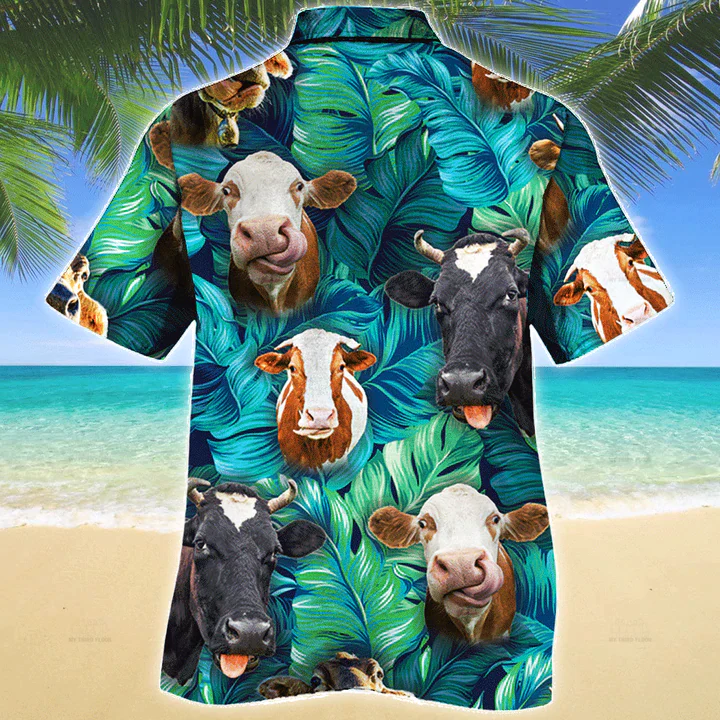 Cow Lovers Gift Trendy Hawaiian Shirt, Cow Aloha Shirt For Men, Hawaii Shirt Women
