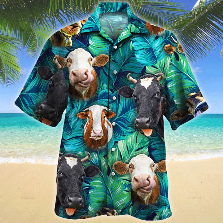 Cow Lovers Gift Trendy Hawaiian Shirt, Cow Aloha Shirt For Men, Hawaii Shirt Women