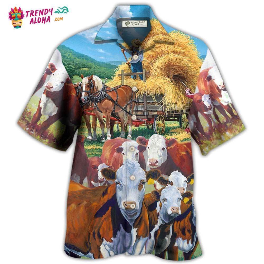 Cow Peaceful Life Hereford Cow Hawaiian Shirt – Trendy Aloha