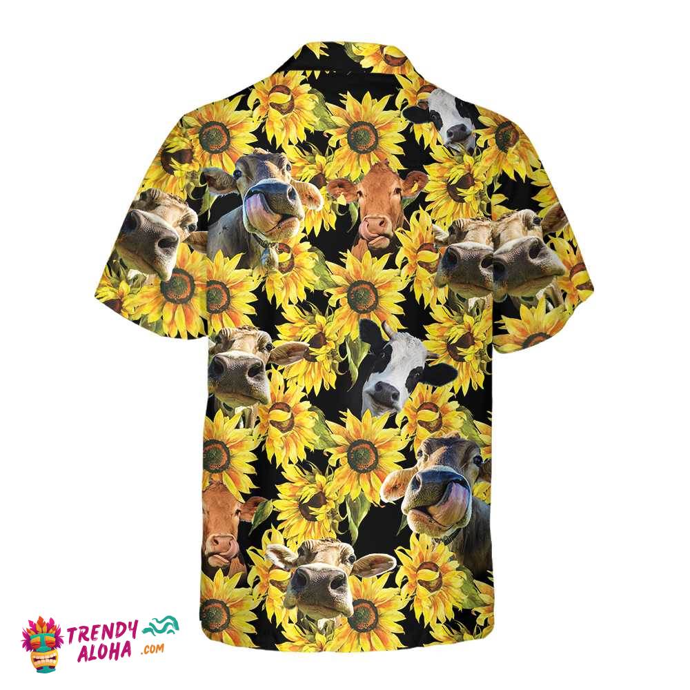 Cow With Sunflower Hawaiian Shirt, Tropical Cow Shirt For Men And Women, Funny Cow Print Shirt Gift Idea