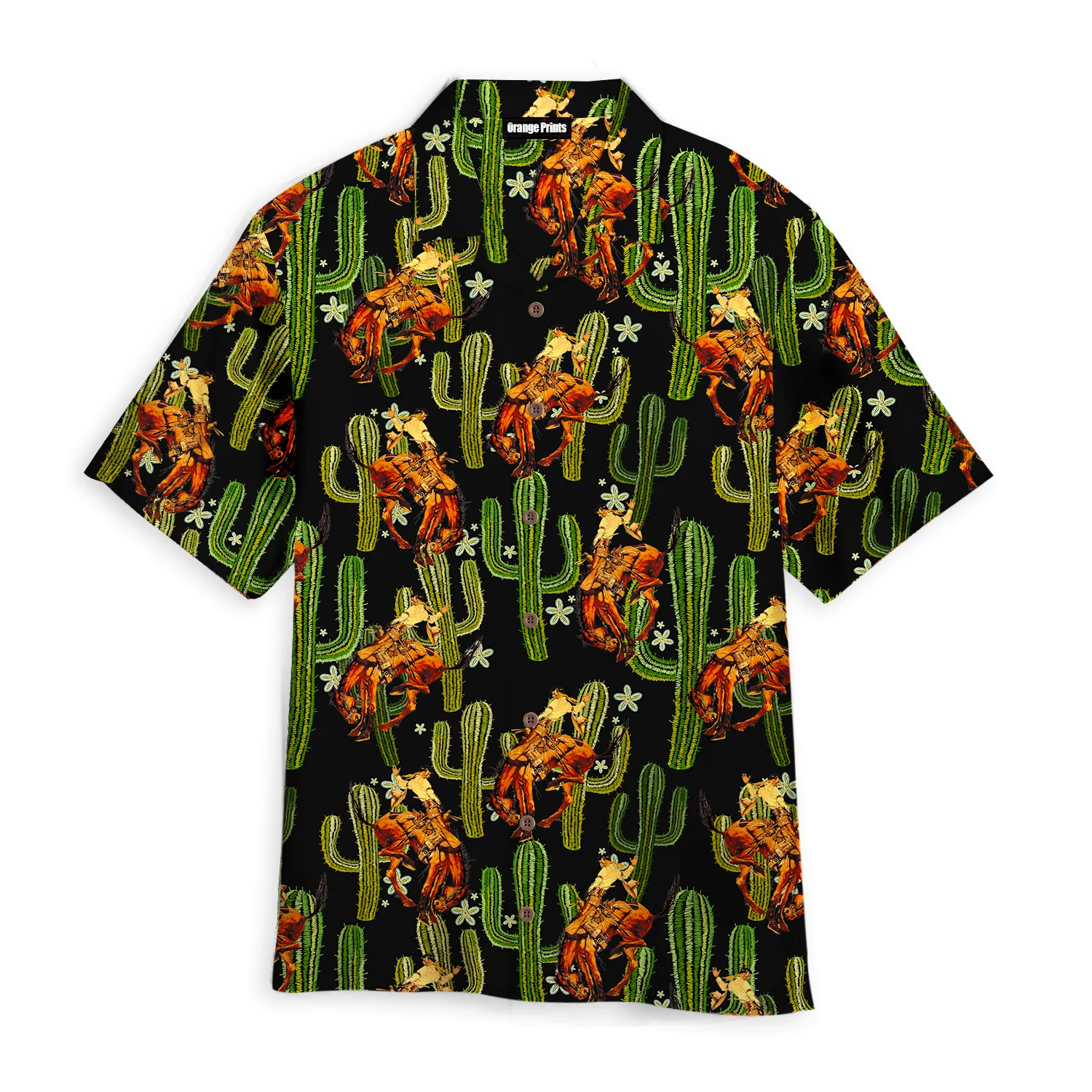 Cowboy & Cactus Western Themed Hawaiian Shirt
