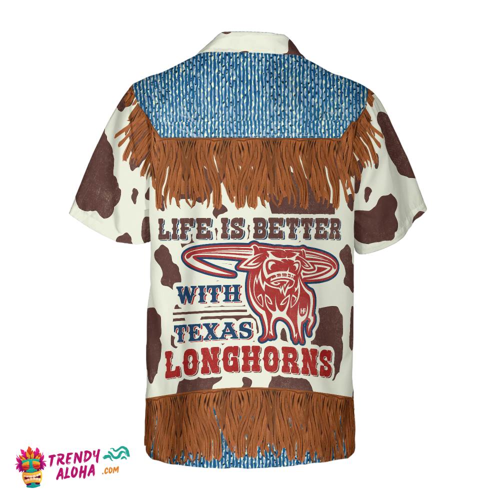 Cowboy Dairy Vintage Western Texas Hawaiian Shirt, Life Is Better With Texas Longhorns Shirt, Texas Home Shirt For Men