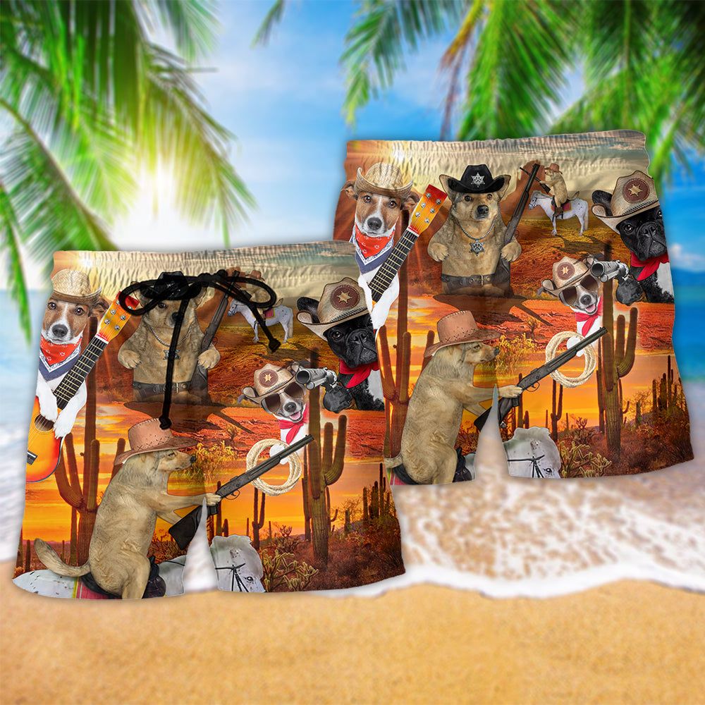 Cowboy Dog Love Amazing Life Trendy Aloha Hawaiian Beach Shorts