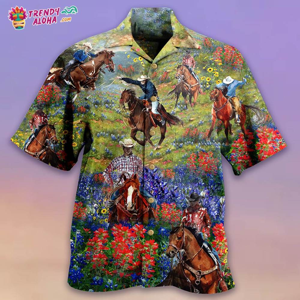 Vintage Cowboy Hawaiian Shirt, Summer Hawaiian Shirts for Men, Aloha Beach Shirt HO1068 main image 0
