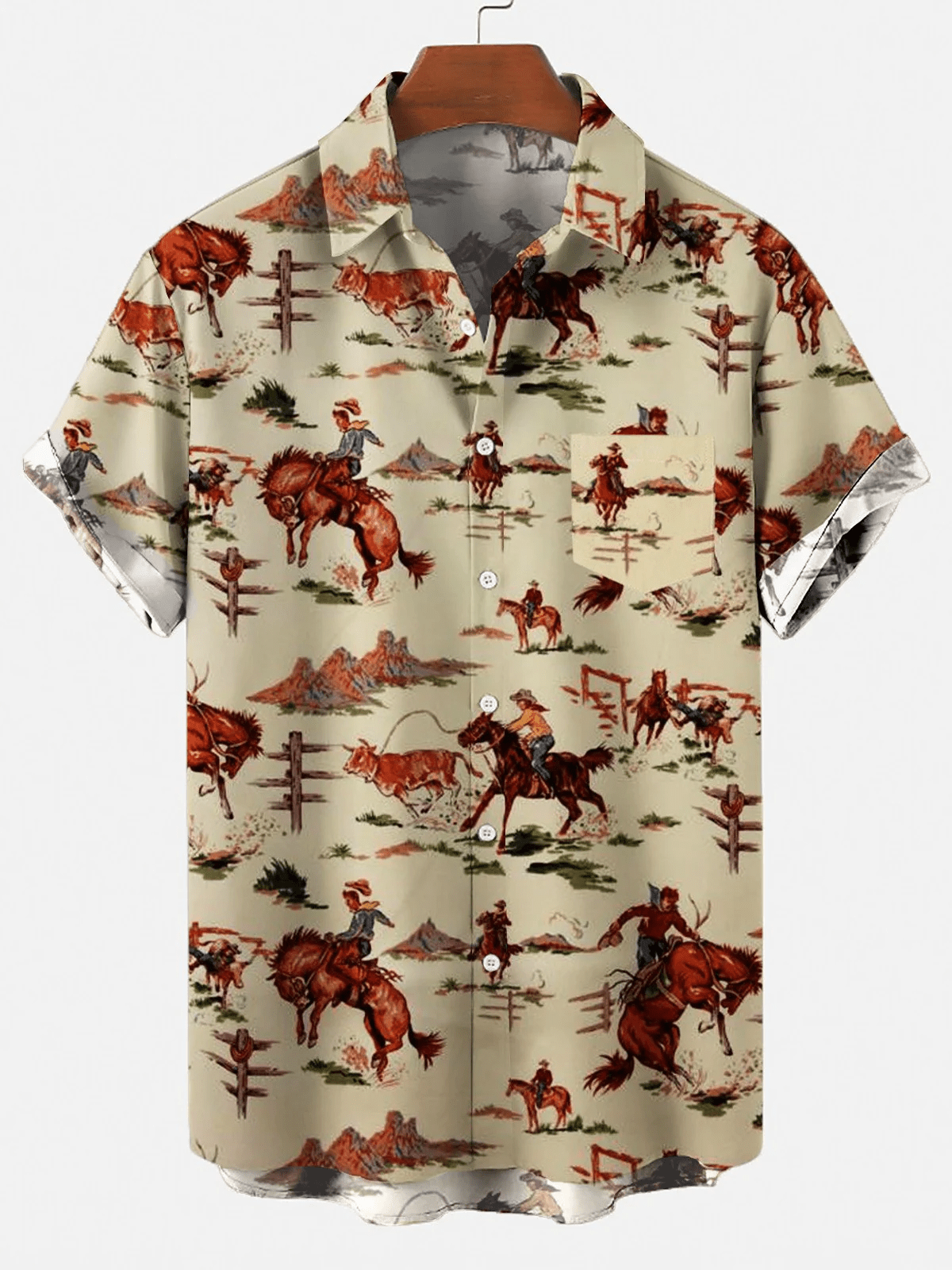 Cowboy Horse Riding Vibrant 3D Hawaiian Shirt Design