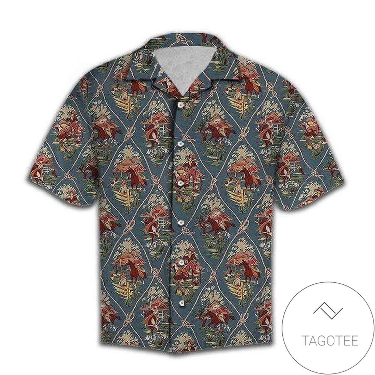 Cowboy Life Imprinted Vibrantly On A Classic Hawaiian Shirt Fashion Design