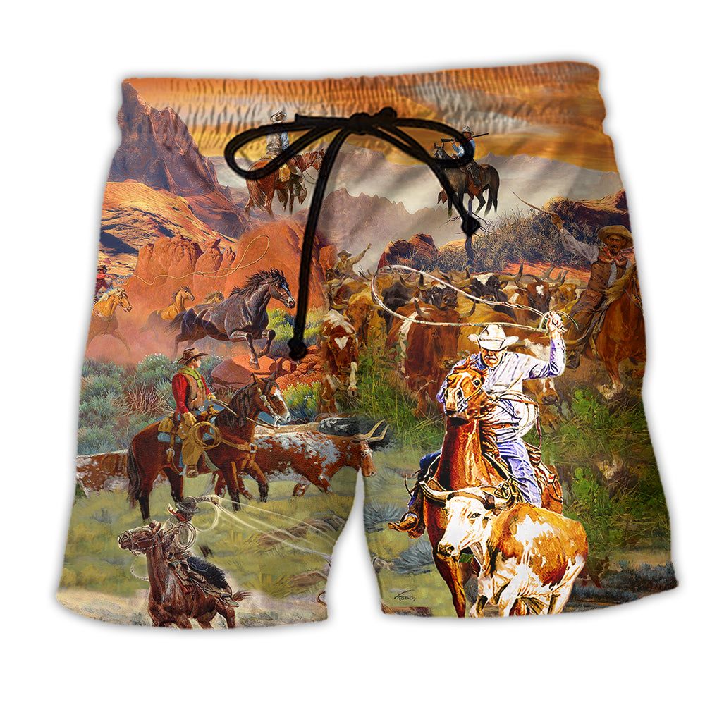 Cowboy Love Life Love Nature Trendy Aloha Hawaiian Beach Shorts Cowboy Love Life Love Nature Trendy Aloha Hawaiian Beach Shorts