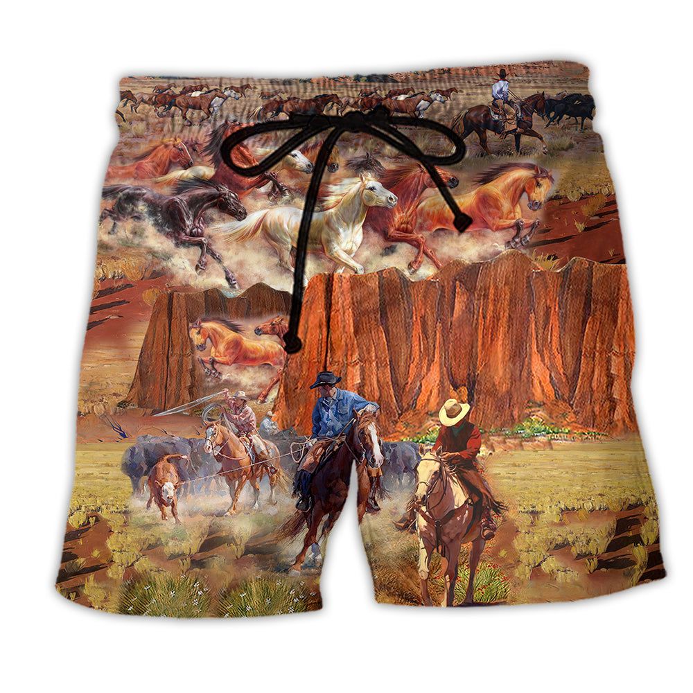 Cowboy Love Life Mountain Trendy Aloha Hawaiian Beach Shorts Cowboy Love Life Mountain Trendy Aloha Hawaiian Beach Shorts