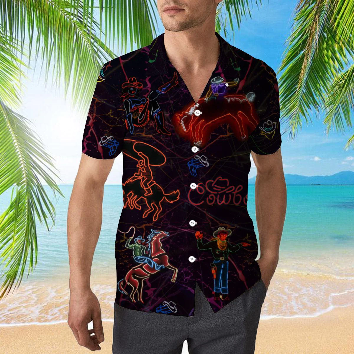 Cowboy Neon Love Life Trendy Hawaiian Shirt