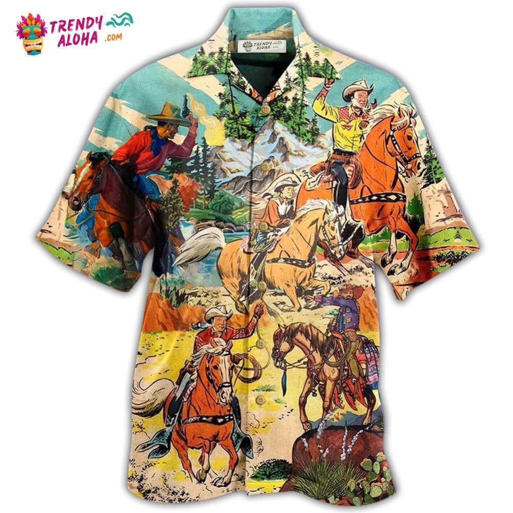 Cowboy Real Men Ride Horses Cool Hawaiian Shirt – Trendy Aloha