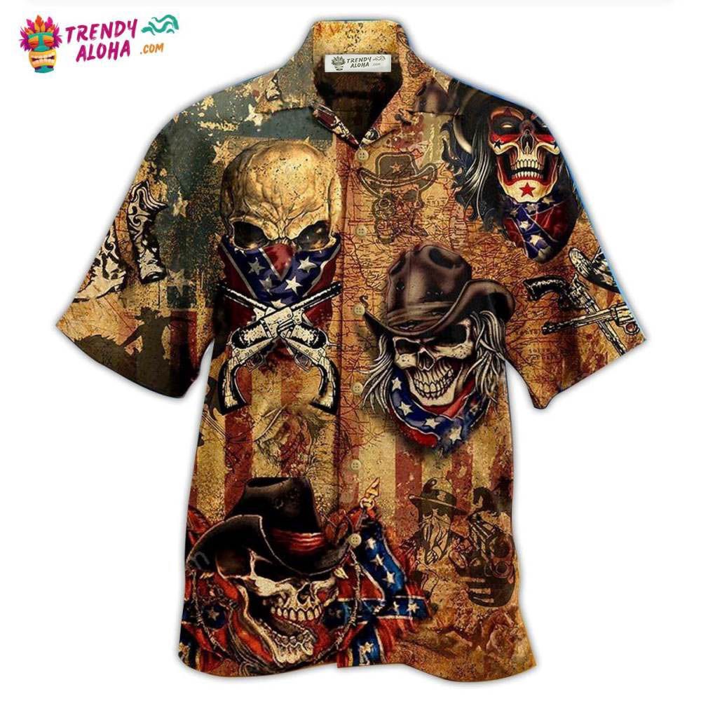 Cowboy Skull America Vintage Style Hawaiian Shirt – Trendy Aloha Cowboy Skull America Vintage Style Hawaiian Shirt – Trendy Aloha