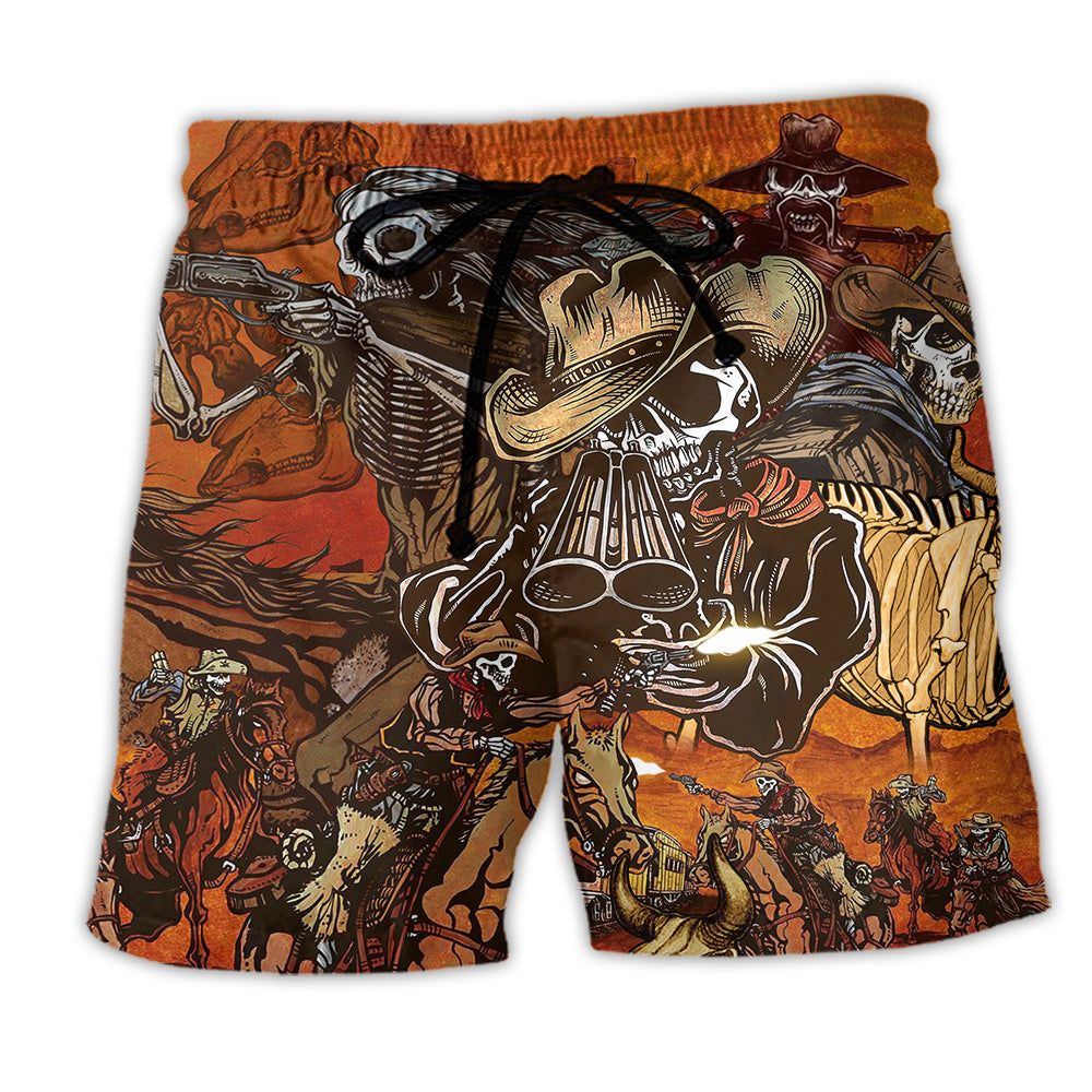 Cowboy Skull War Classic Trendy Aloha Hawaiian Beach Shorts Cowboy Skull War Classic Trendy Aloha Hawaiian Beach Shorts
