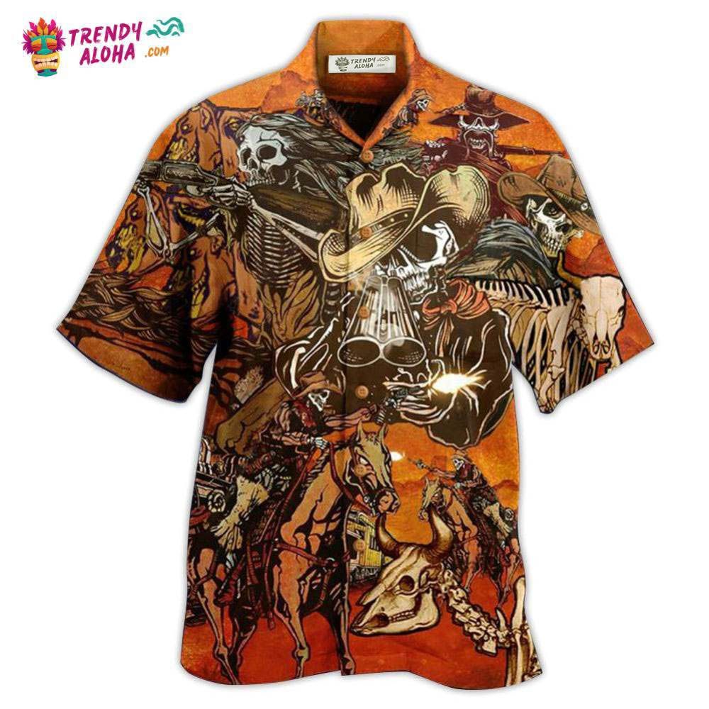 Cowboy Skull War Orange Hawaiian Shirt – Trendy Aloha Cowboy Skull War Orange Hawaiian Shirt – Trendy Aloha