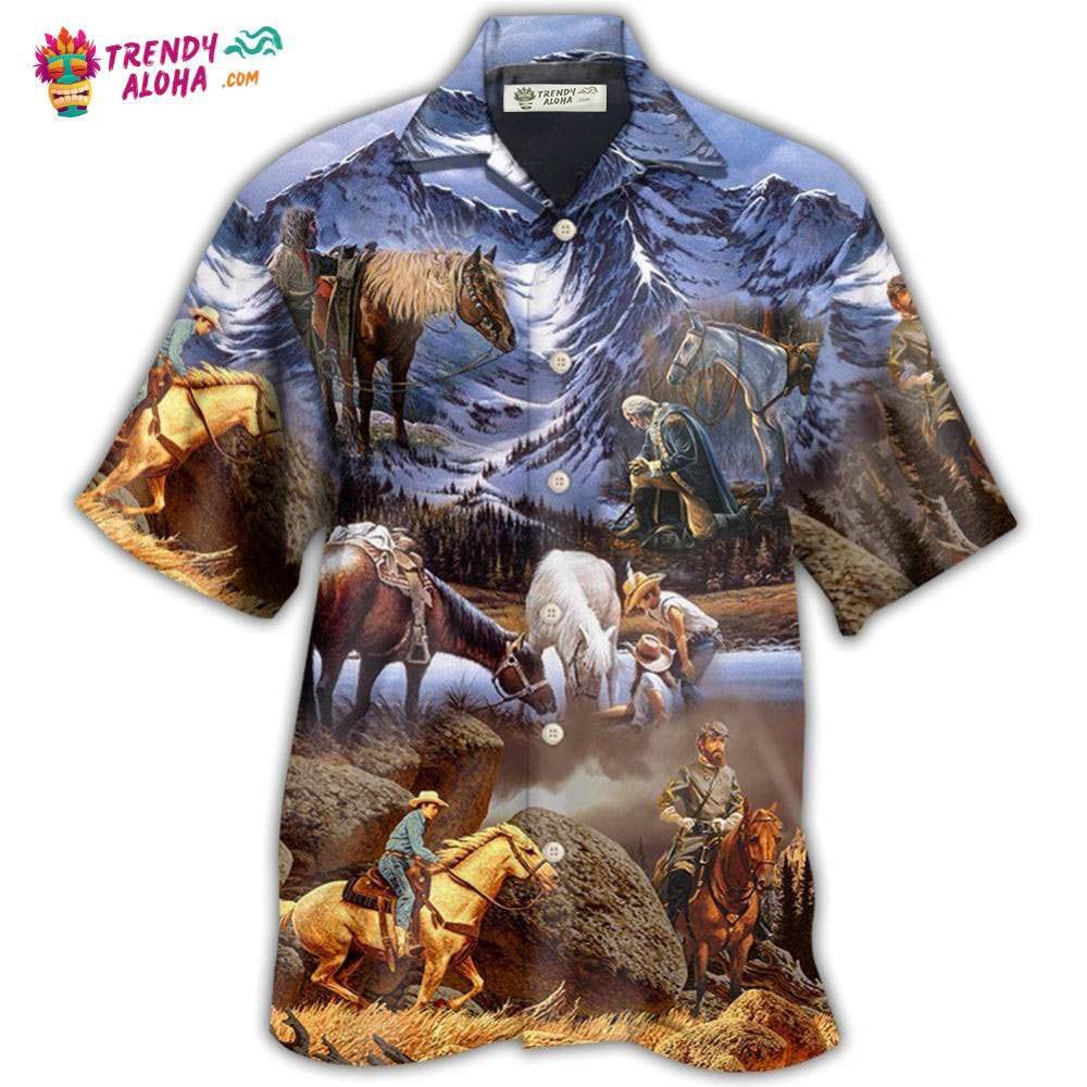 Cowboy Snow Mountain At Sunset Hawaiian Shirt – Trendy Aloha Cowboy Snow Mountain At Sunset Hawaiian Shirt – Trendy Aloha