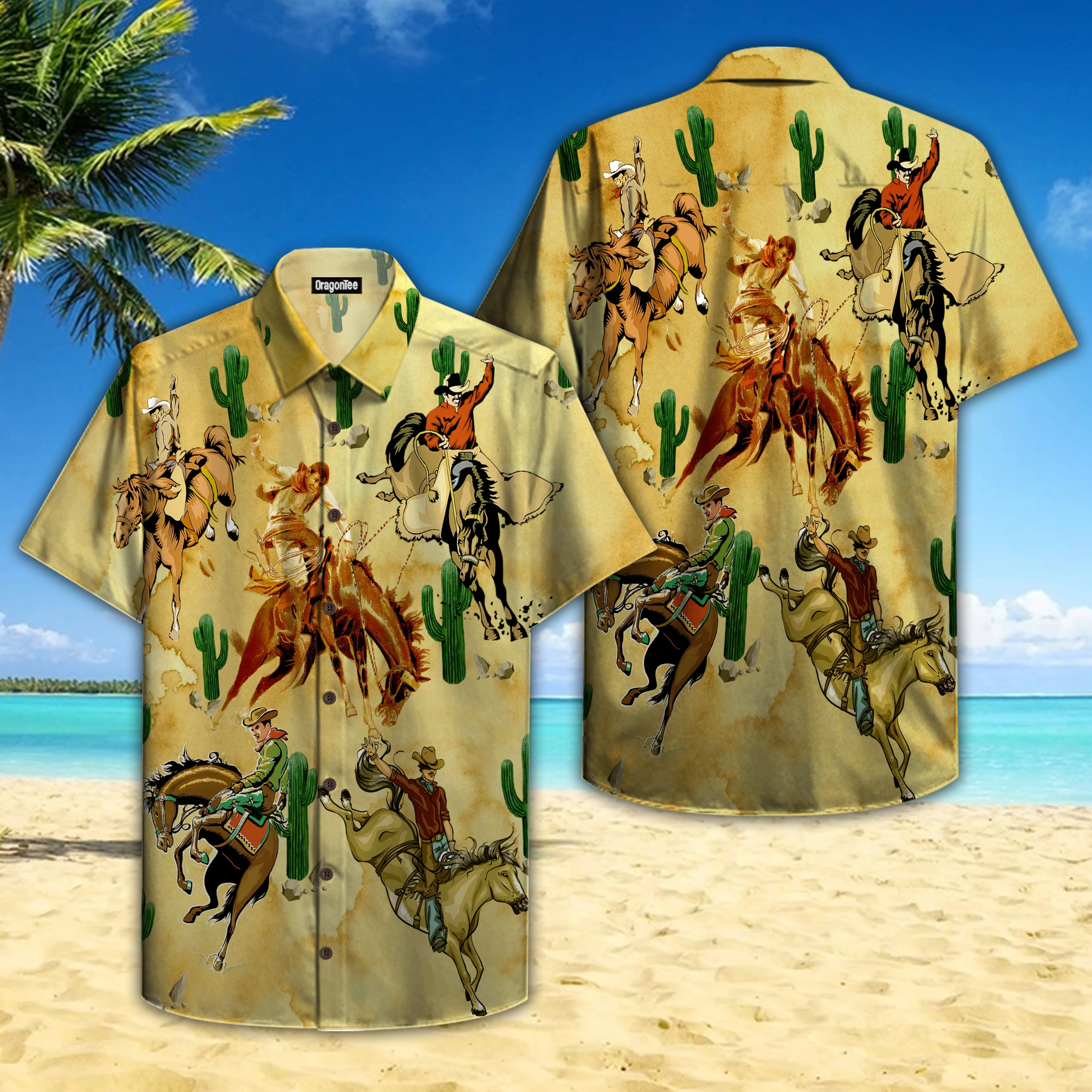 Cowboys Riding Horse In The Desert Trendy Hawaiian Shirt  Aloha Shirt