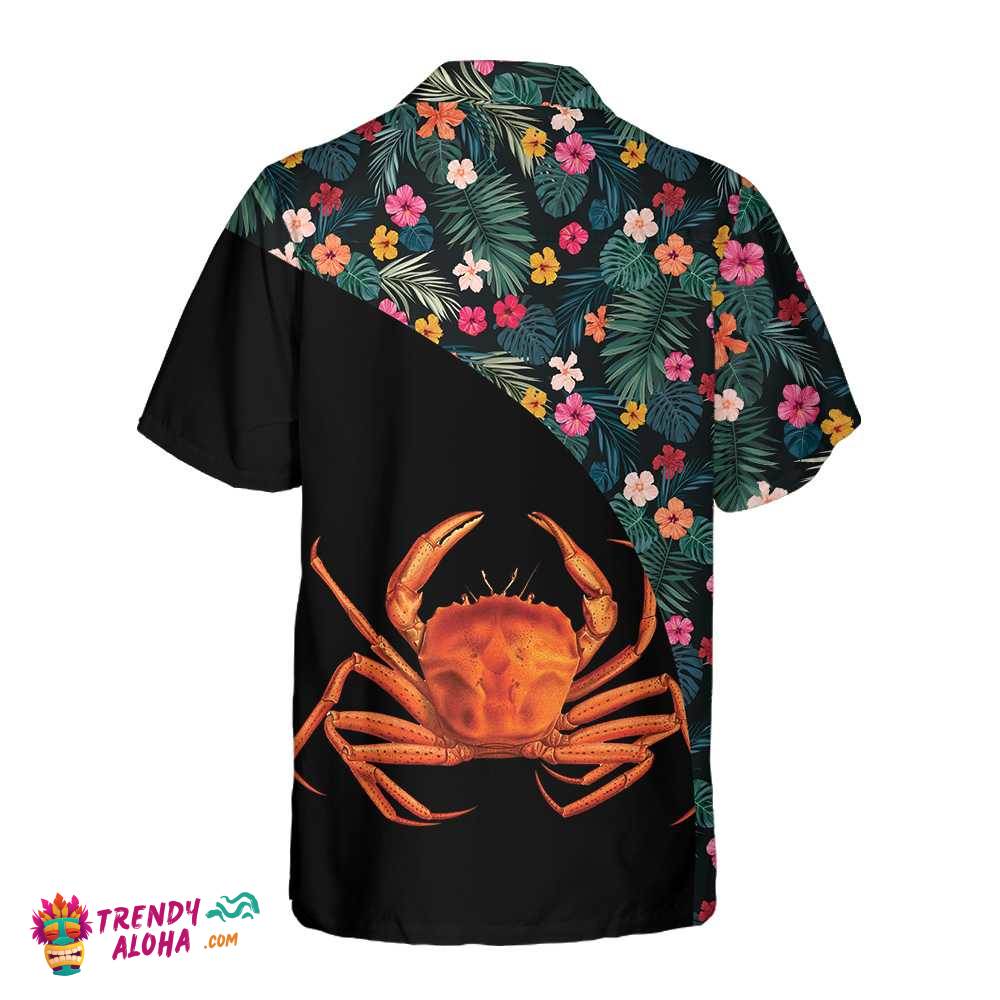 Crab & Flower Hawaiian Shirt, Unique Crab Shirt, Crab Print Shirt