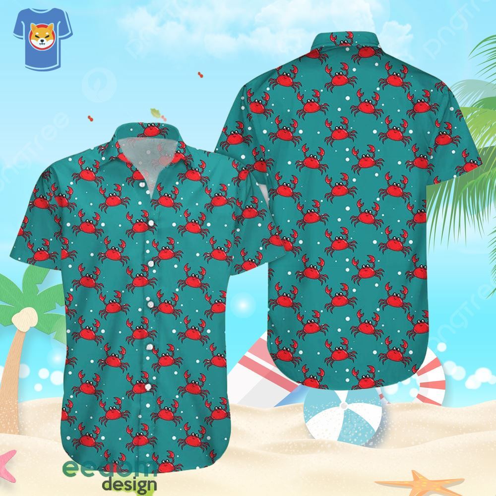 Crab Aloha Beach Gift Hawaiian Shirt For Men And Women Cute Red Crab Pattern Print Shirt