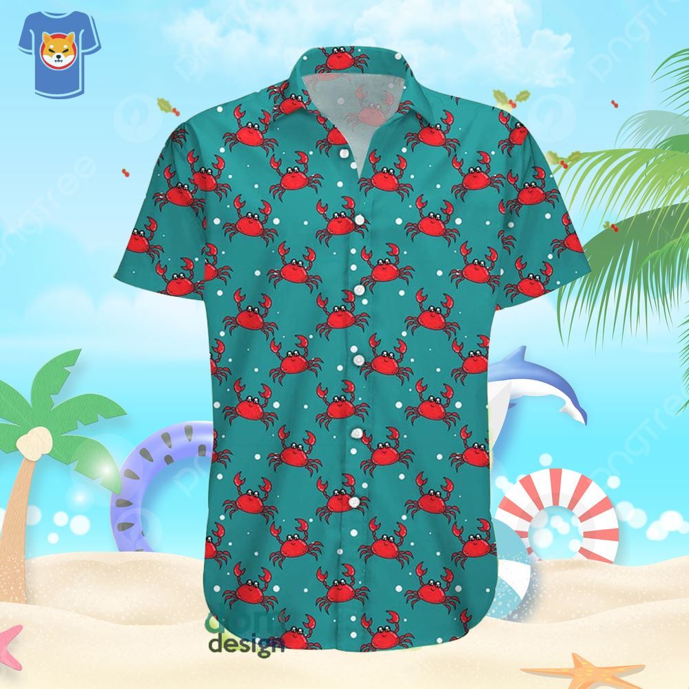 Crab Aloha Beach Gift Hawaiian Shirt For Men And Women Cute Red Crab Pattern Print Shirt