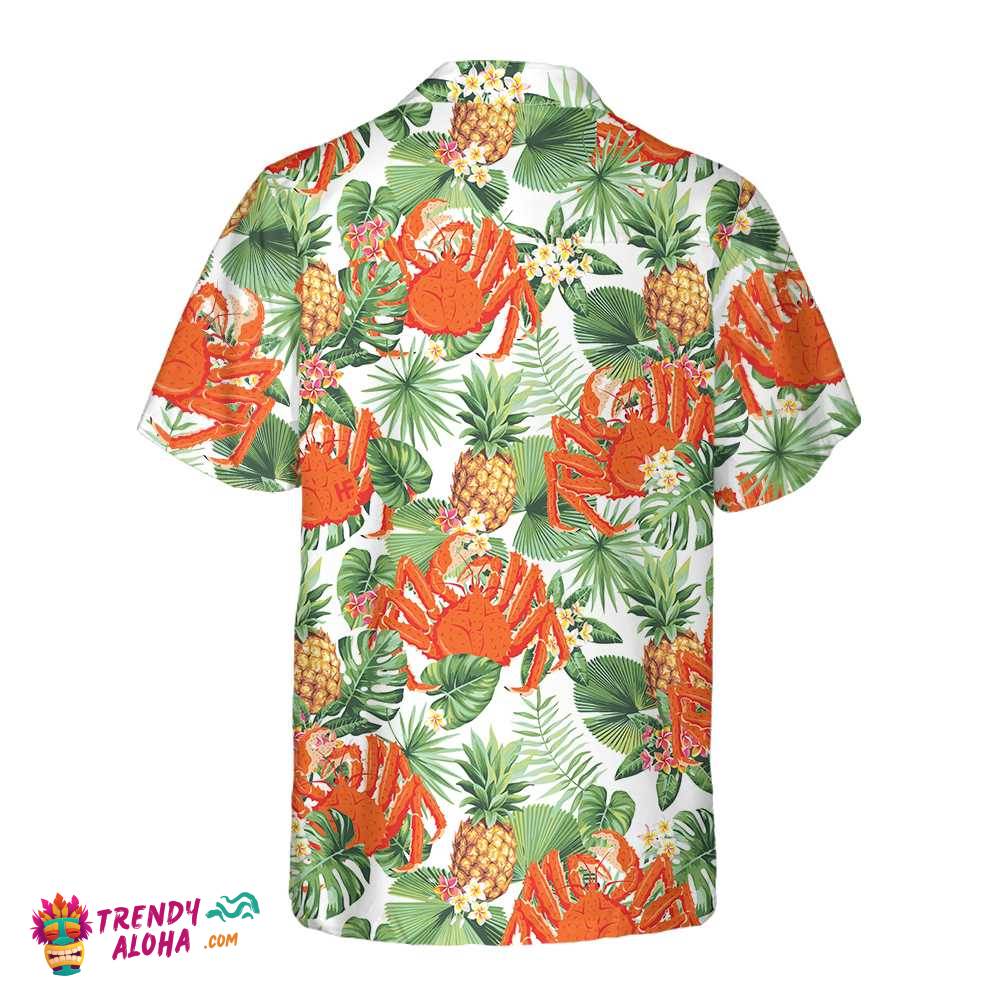 Crab And Tropical Pineapple Pattern Hawaiian Shirt, Unique Crab Shirt, Crab Print Shirt