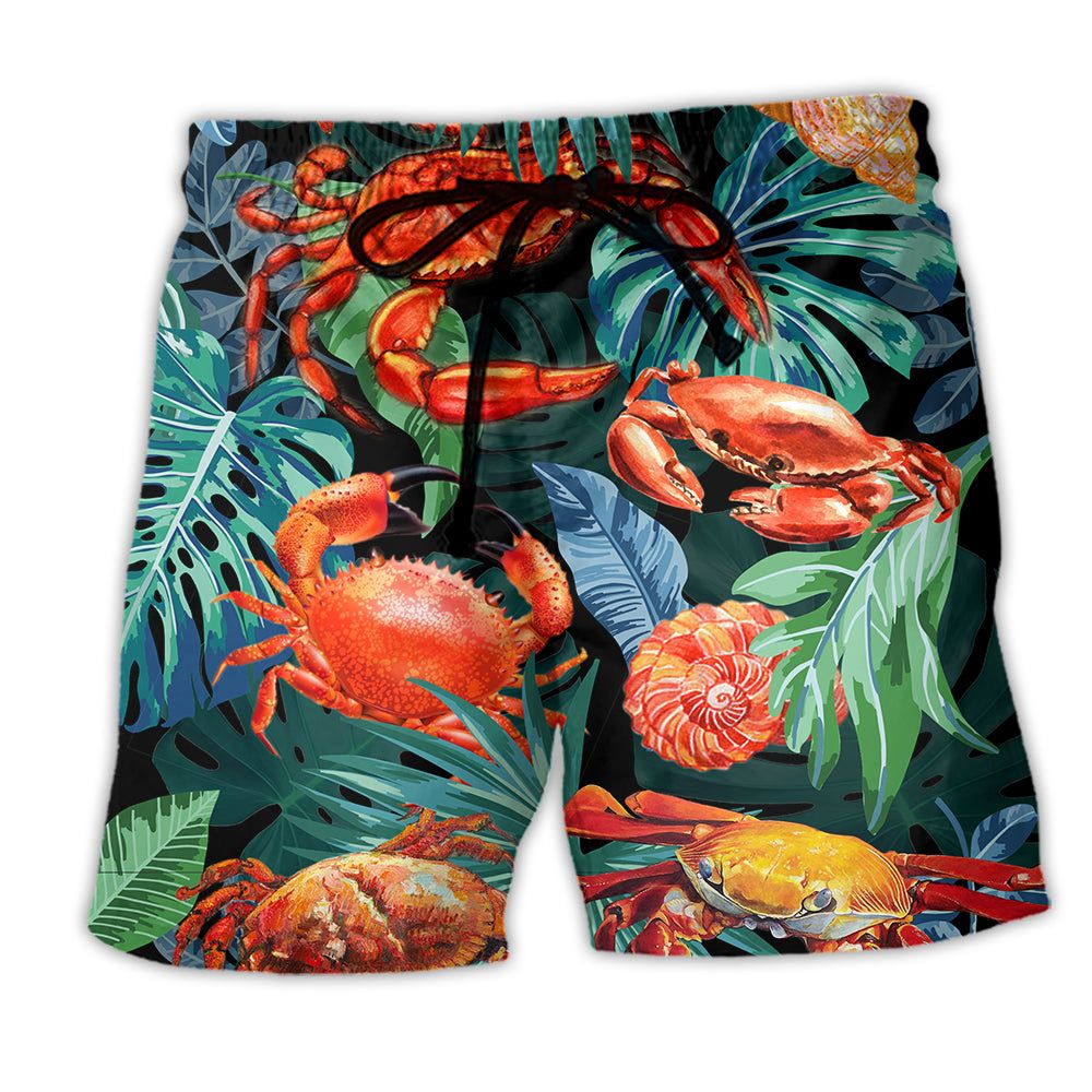 Crab Tropical Leaf Cool Style Trendy Aloha Hawaiian Beach Shorts Crab Tropical Leaf Cool Style Trendy Aloha Hawaiian Beach Shorts